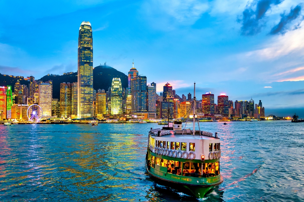 A star ferry in the Victoria Harbour