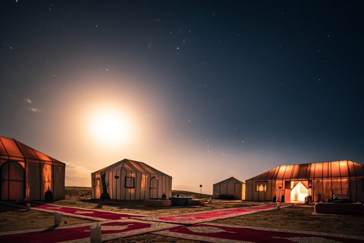 Night camp in the desert of Morocco