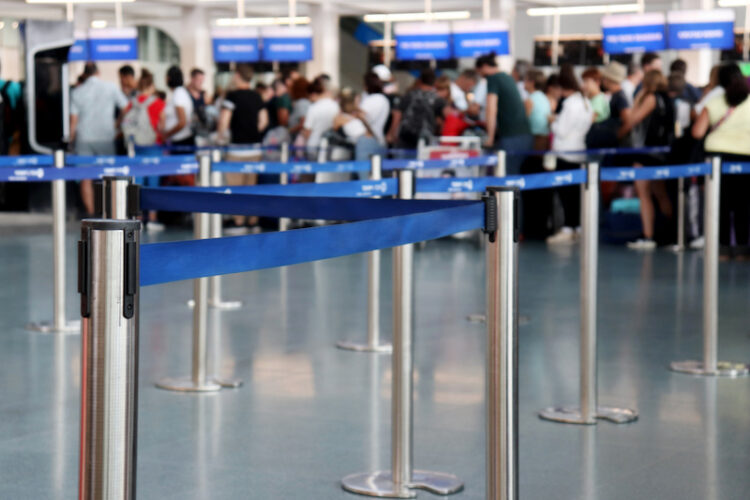 Lines of passengers at airport