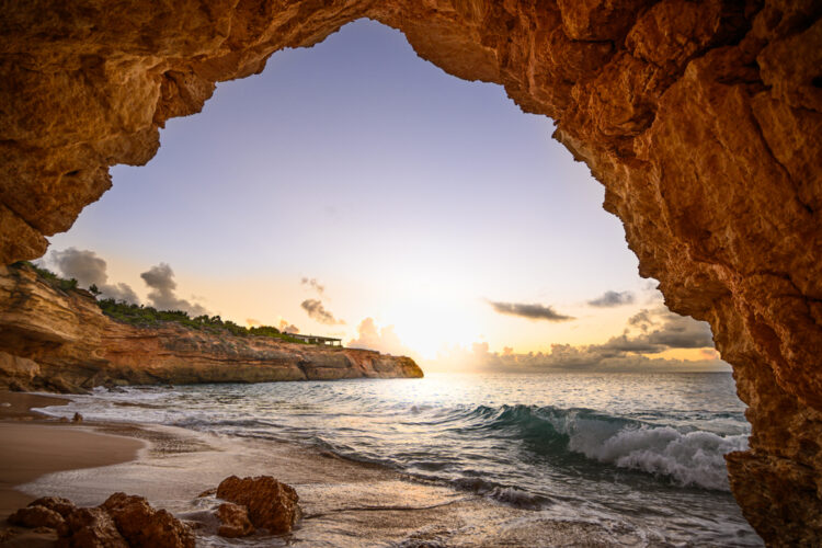 The Arch in Anguilla at sunset