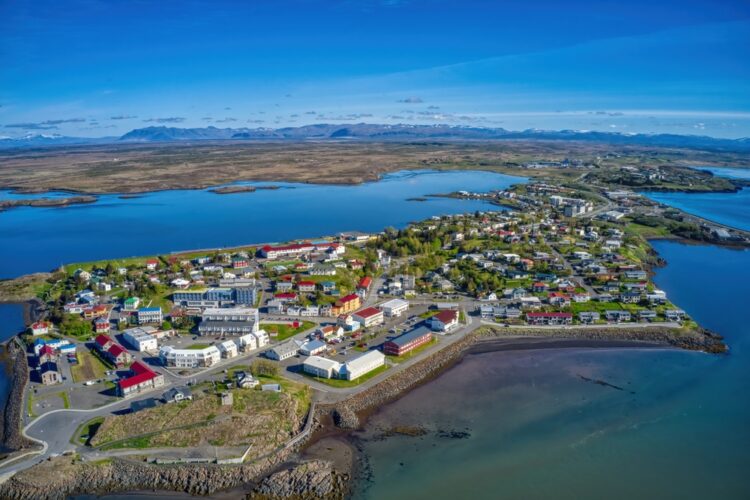 Aerial View of Borgarnes, Iceland