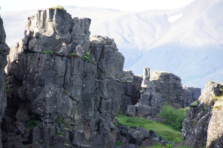 steep rock cliffs at thingvelir national park