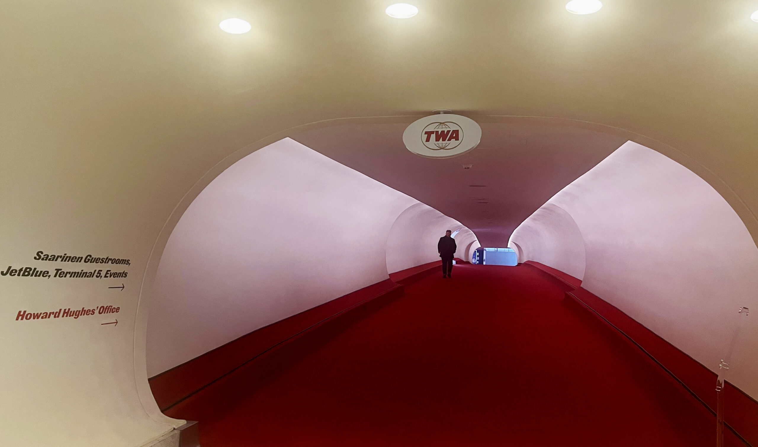 TWA Hotel walkway to rooms