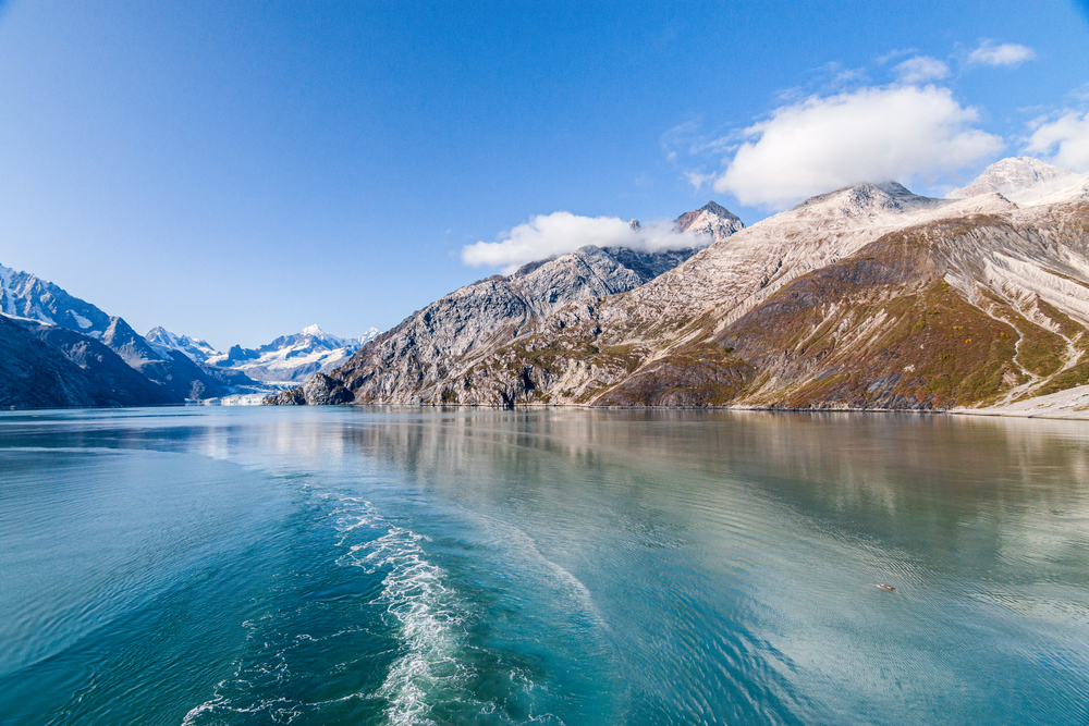 Wake of cruise ship in Glacier Bay National Park