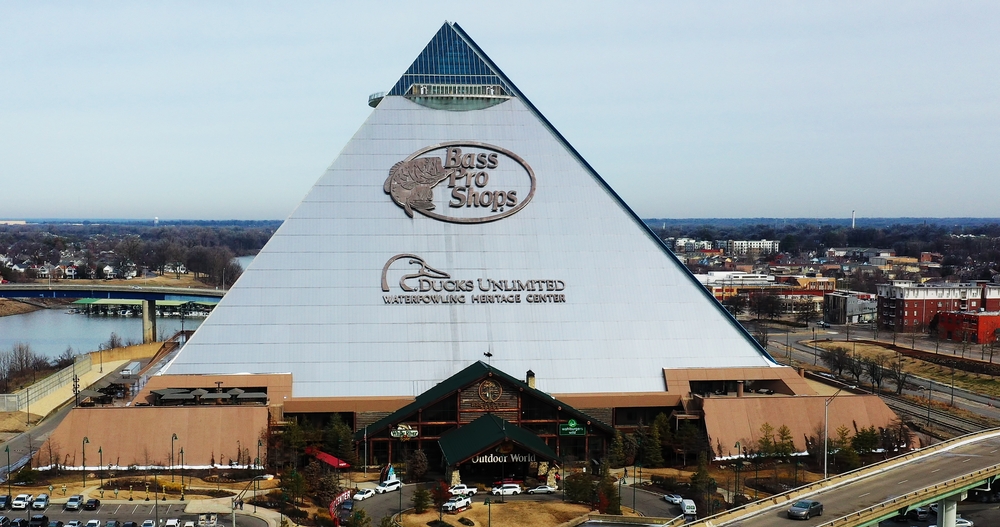  An aerial of the Bass Pro Shop pyramid in Memphis