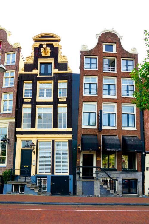 The leaning houses in Amsterdam