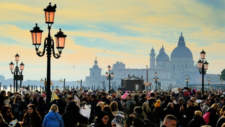 Crowds or tourists in Venice, Italy