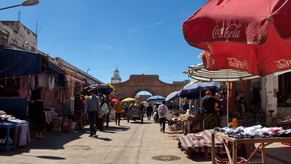 Crowd of people in the market, in the medina