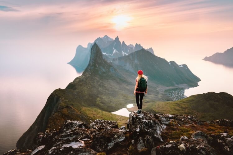 Young female solo traveler