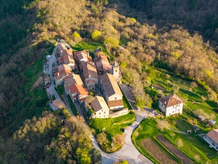 Hum: The Smallest Town in the World Croatia, aerial view of the smallest town Hum on Istrian peninsula