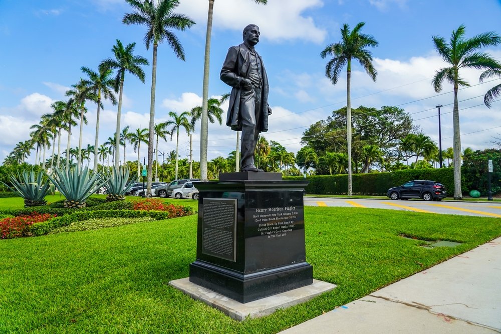 Inside South Florida’s Gilded Age World Henry Morrison Flagler Statue at Royal Poinciana Way in Palm Beach, Florida