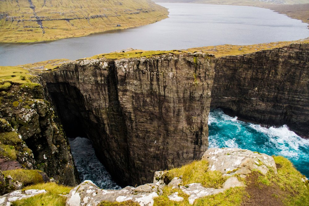 Where the Lake Floats Above the Ocean Sørvágsvatn, the lake above the Atlantic in the Faroe Islands