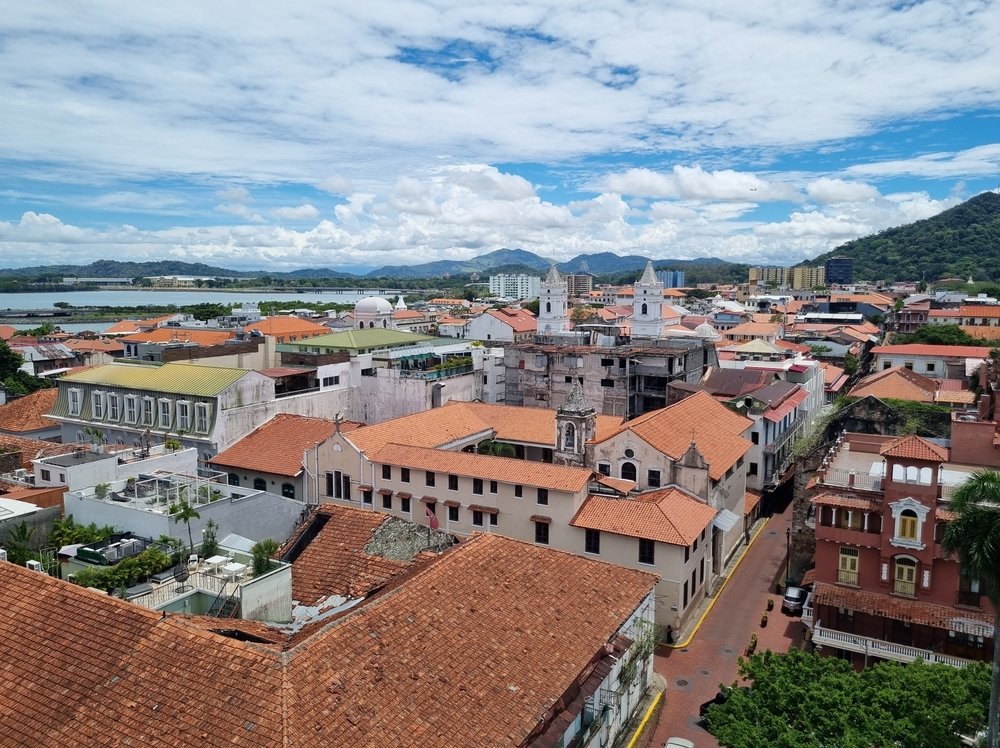 Panama City’s Resilient Old Quarter Today Rooftops of Casco Viejo old quarter with new skyscrapers in the background Shutterstock/Meirav Ben Izhak