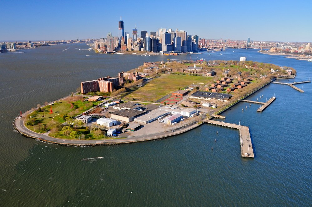 An Island Unto Itself Aerial view of Governors Island and Manhattan