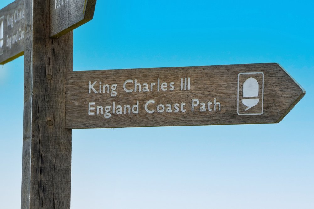The King Charles III England Coast Path Sign for the King Charles III England Coast Path