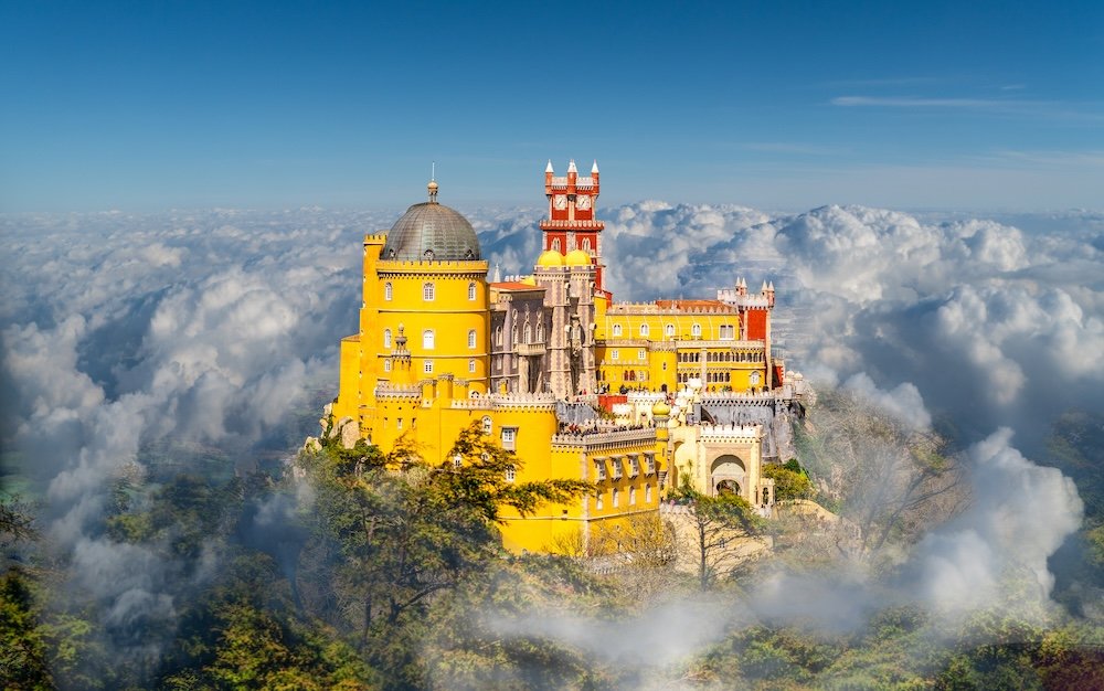 Pena Palace: Romanticism Without Restraint Pena Palace in the clouds