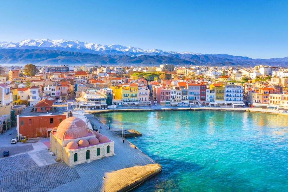Crete and Its Embedded History Chania with the amazing lighthouse, mosque, Venetian shipyards, Mountains