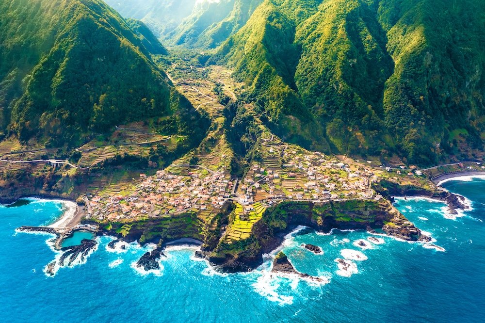Madeira, Portugal Land meets ocean in Seixal, Madeira, Portugal