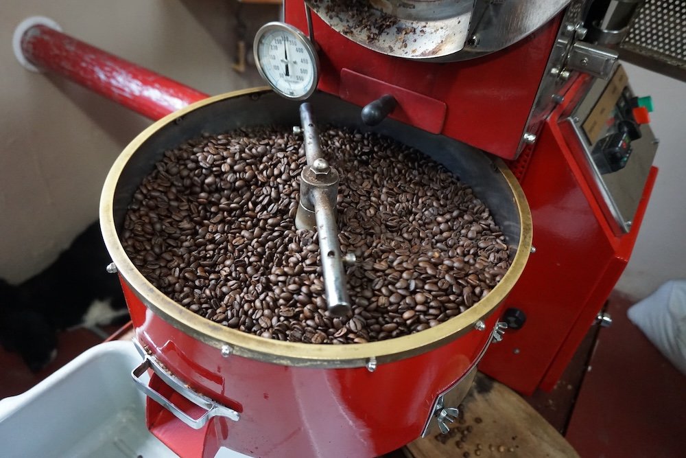 Coffee beans roasting in Boquete Panama