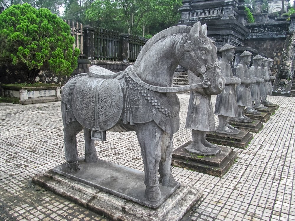 Row of statues at Minh Mang Tomb, Hue, Vietnam