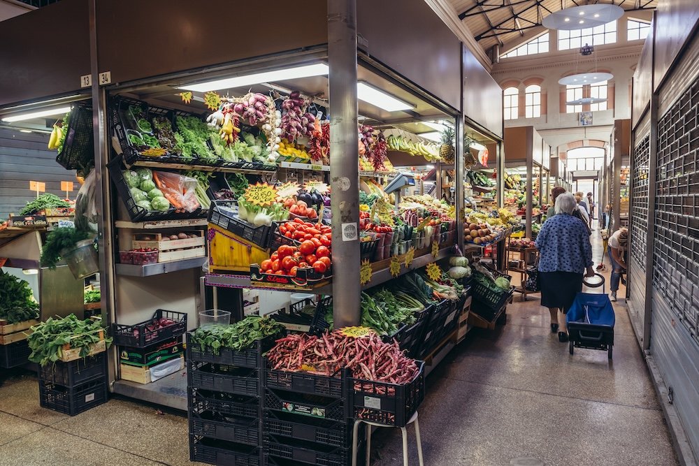 Stall on Mercato Delle Erbe indoor food market in Bologna