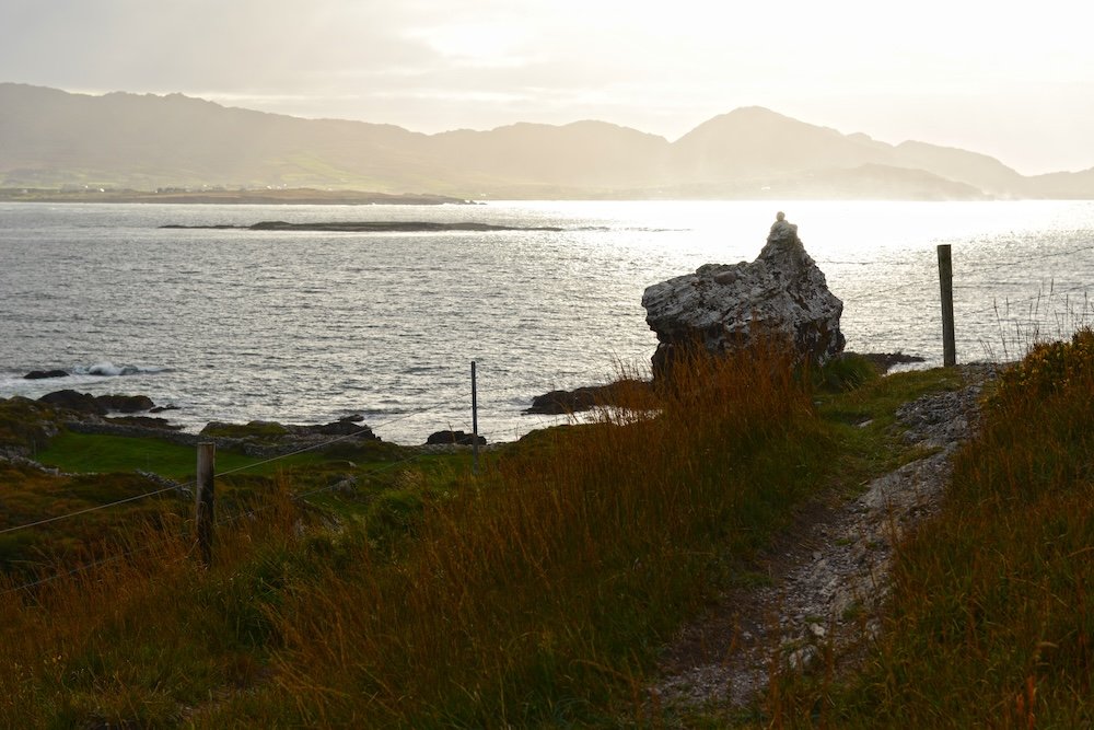 Hag of Beara, a pale boulder believed to be the petrified Cailleach Bhéarra