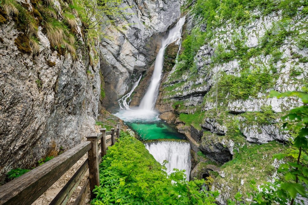 Savica waterfall at Lake Bohin